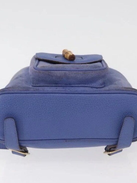 GUCCI Bamboo Backpack Suede Blue 003 8030 3444 Auth ki6661A main image 5